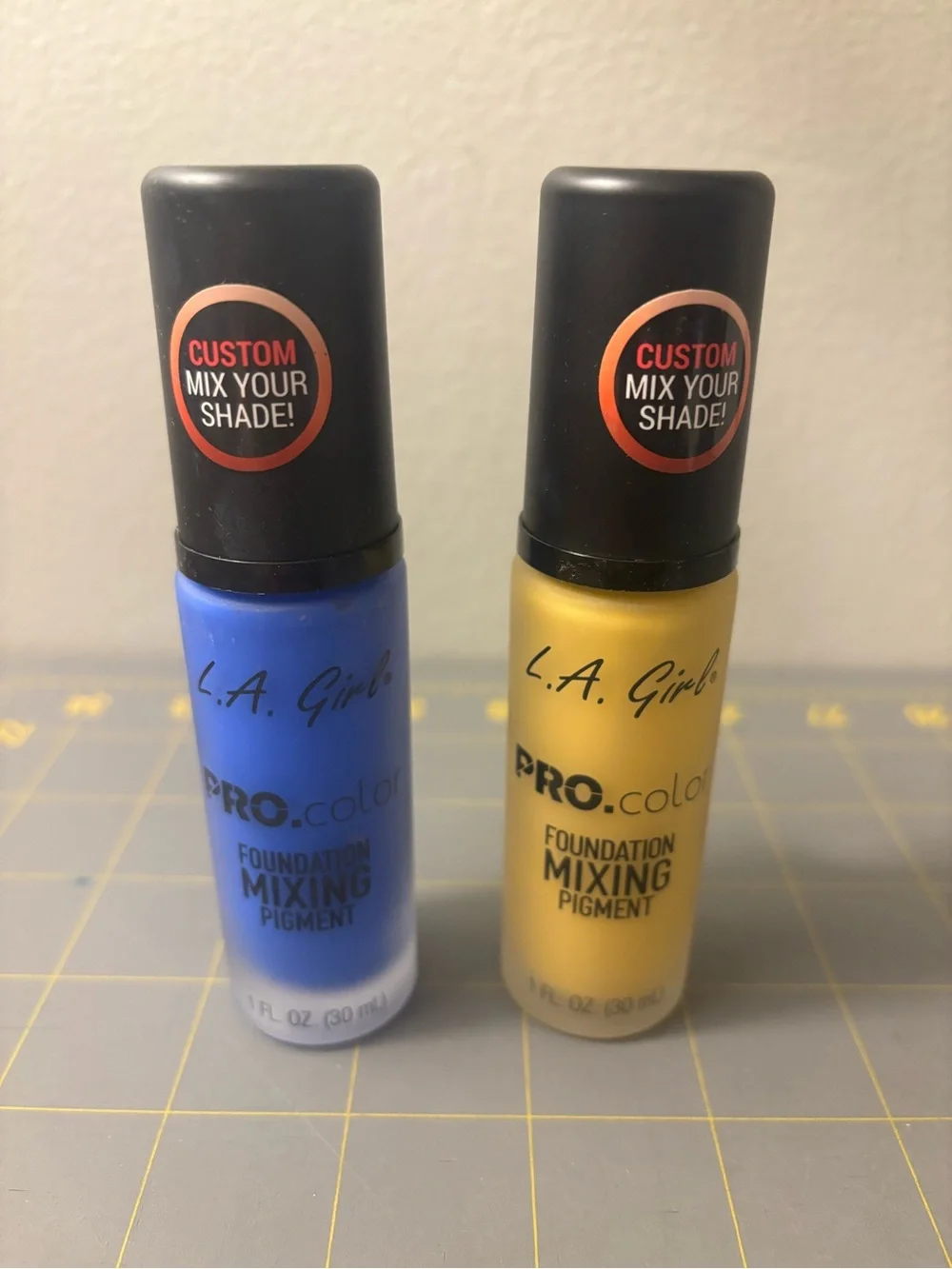 LA girl pro color foundation mixing pigment blue yellow